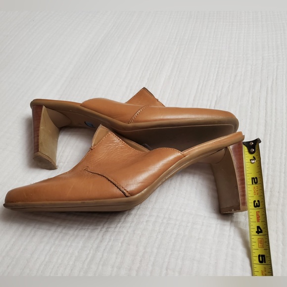 Nicole Slip On Tan Leather Mules Size 8 Classic Boho Chic Vintage Retro Fall - Picture 7 of 12